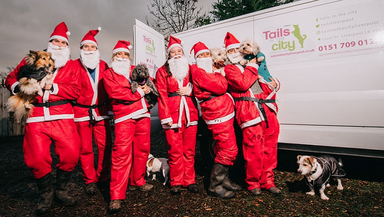 Tails staff dressed as santa